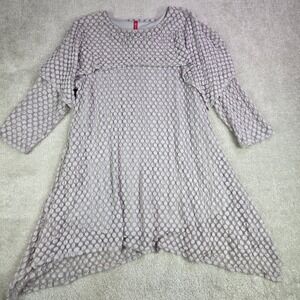 IC by Connie K Textured Dot Gray Overlay Tunic Top XL Women‎ Made in USA